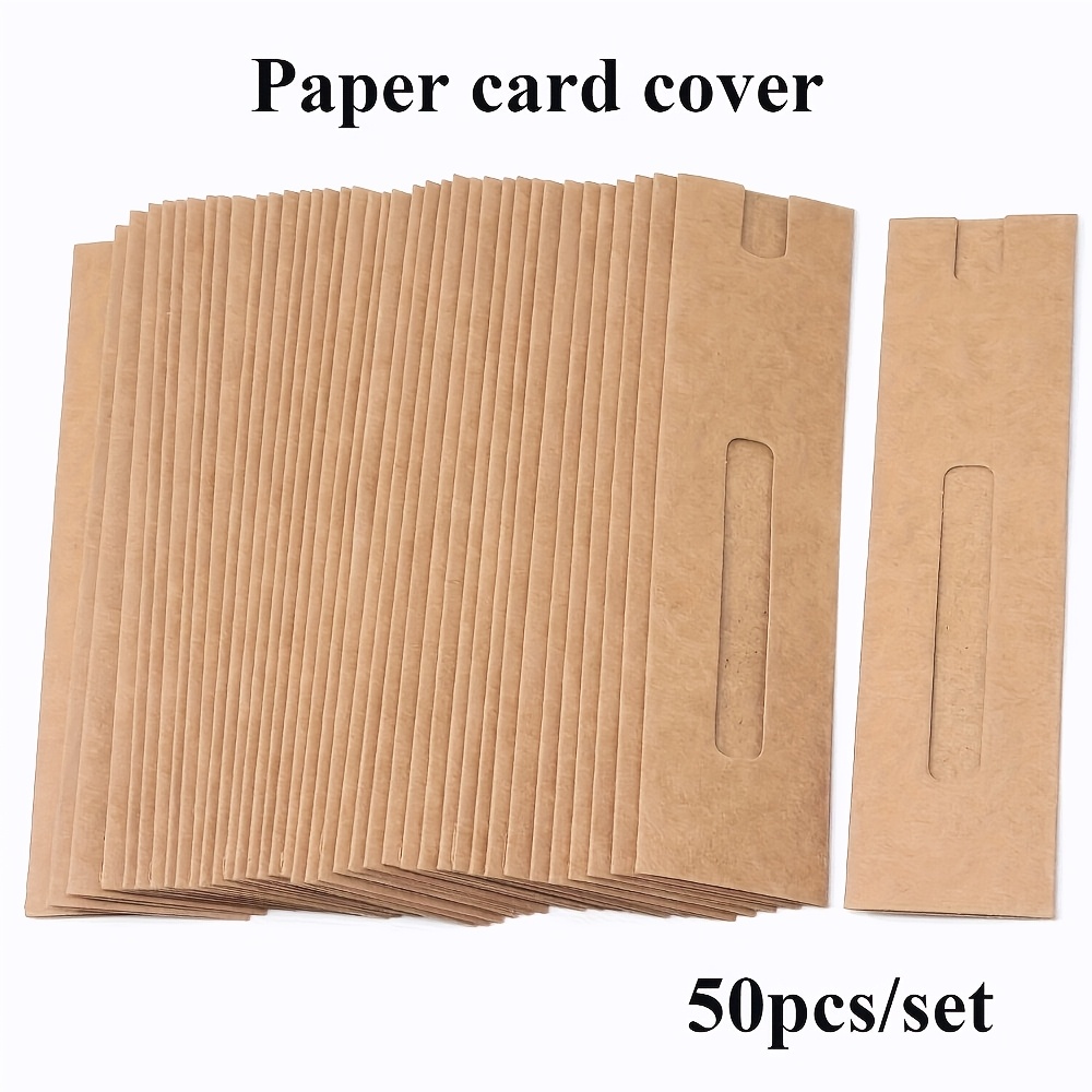 50pcs Durable Paper Pen Sleeve With Clear Display Window - Protective Office Supply Organizer Case, 6.06" X 1.57", Ideal For Pens & Small Items, Pen Holder For Desk