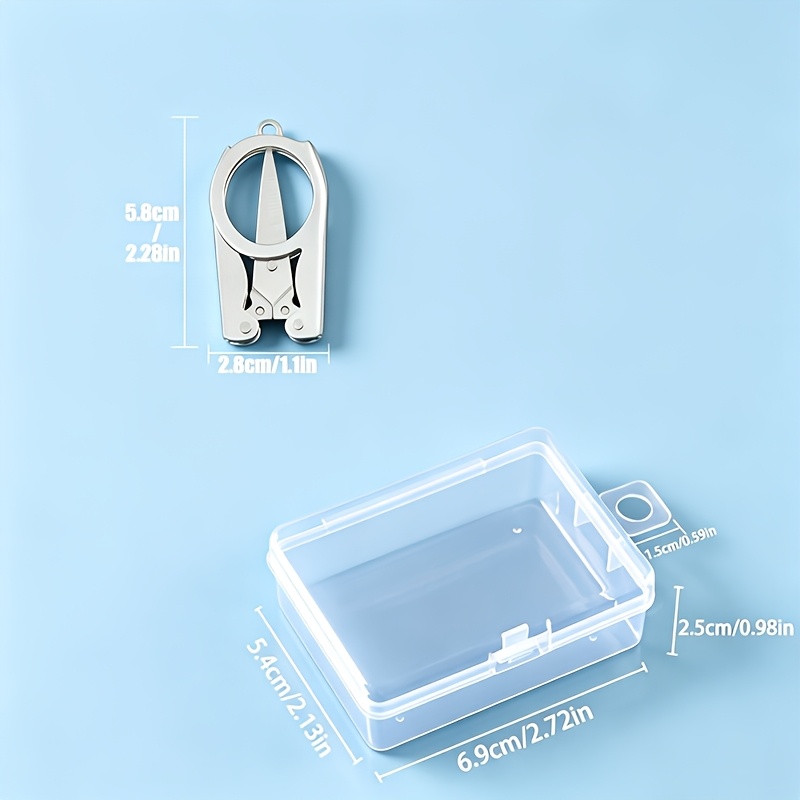 TEMU 1pc Stainless Steel Folding Portable Mini Small Scissors With Storage Box, Hung On Keychain, Portable Sharp Small Cutting Tool, For Cutting