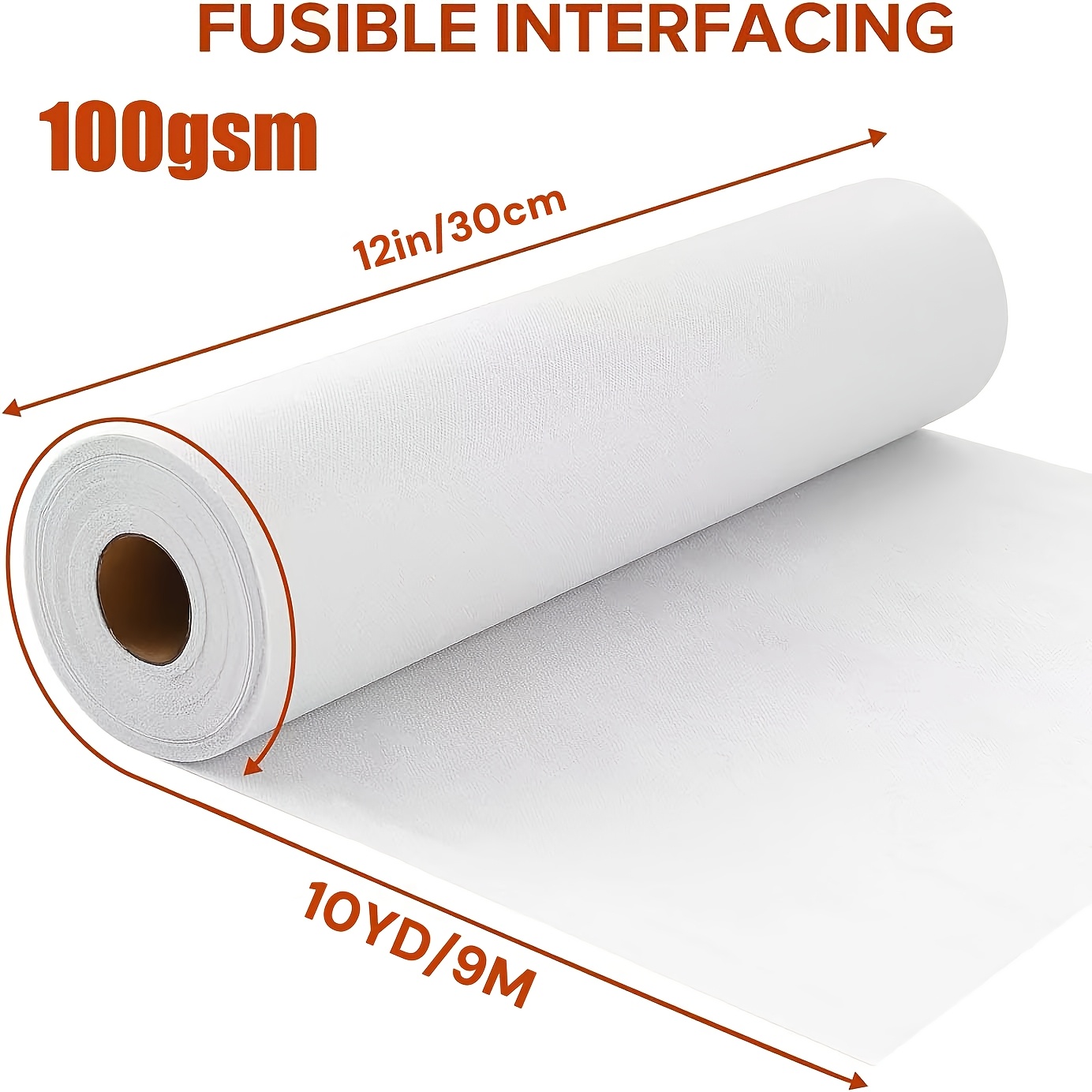 E-shop Neu aufgerüstetes, verdicktes, weißes, aufbügelbares Vliesfutter, geeignet für strapazierfähige, einseitige -Bastelmaterialien, Größe 12 Zoll ×
