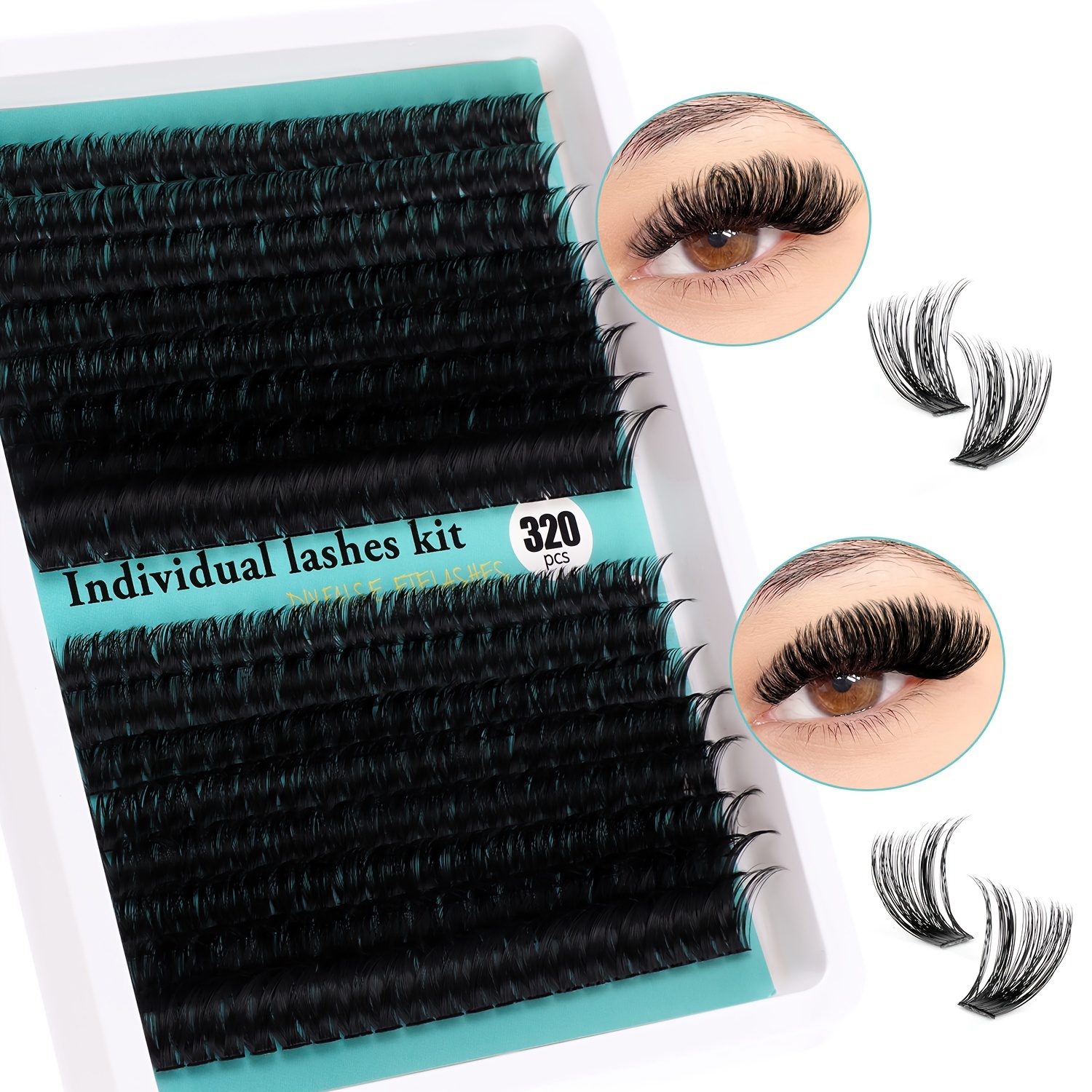 

320 Individual False Eyelashes Kit - Hypoallergenic Volume D Fluffy Length Lashes For , Diy Self-adhesive Cosplay Eyelash Set