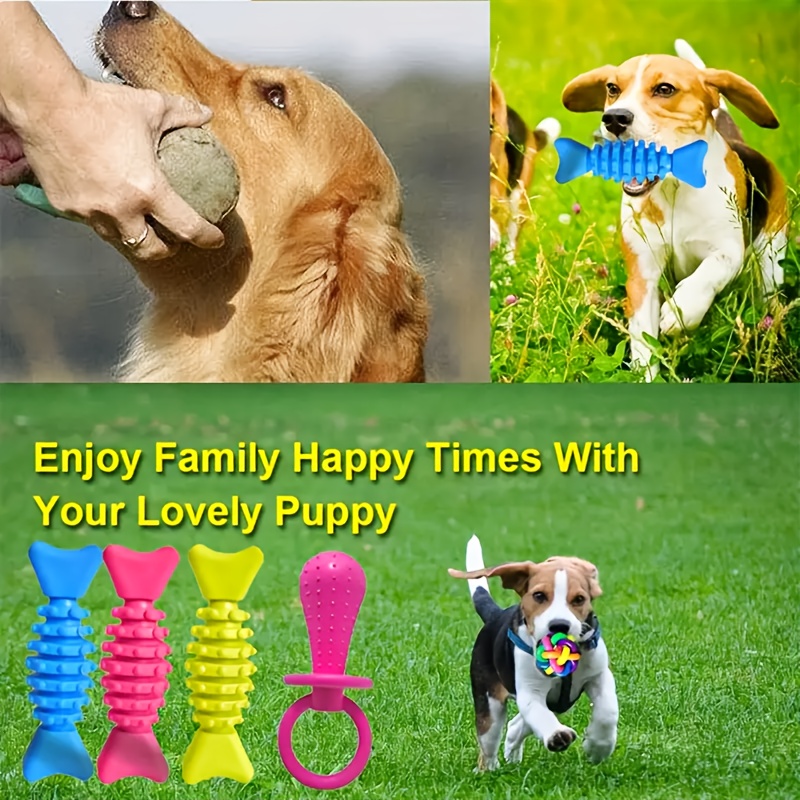 8/18st Willekeurige Verpakking Kauwspeeltjes voor Puppies - Duurzame Thermoplastische Rubberen Bijtspeeltjes voor Kleine Hondenrassen, Interactieve Kauwringen, Touwtrekkoorden, Ster- en Botvormige Ballen - Levendige Kleuren voor Bijtverlichting & Mentale Stimulatie, Hondenspeelgoed