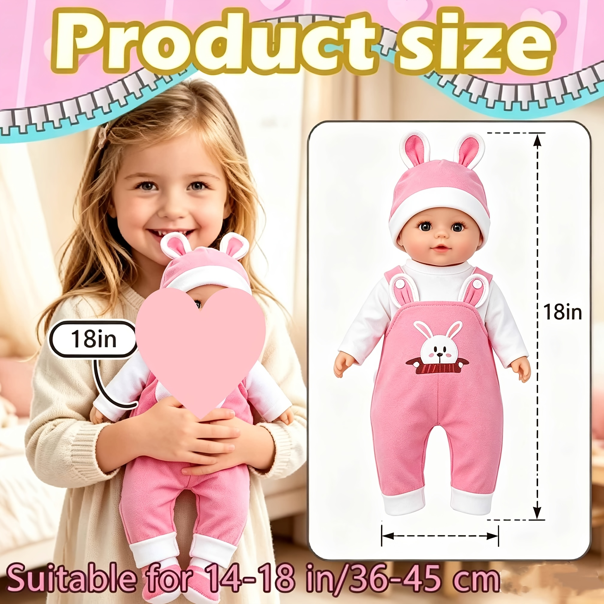 TEMU Soft Material, Close-fitting Powder-white Doll Toy Clothing With A Hood, Suitable For 16-18 Inch Doll Toys. A Holiday Gift For Doll Toys. Doll