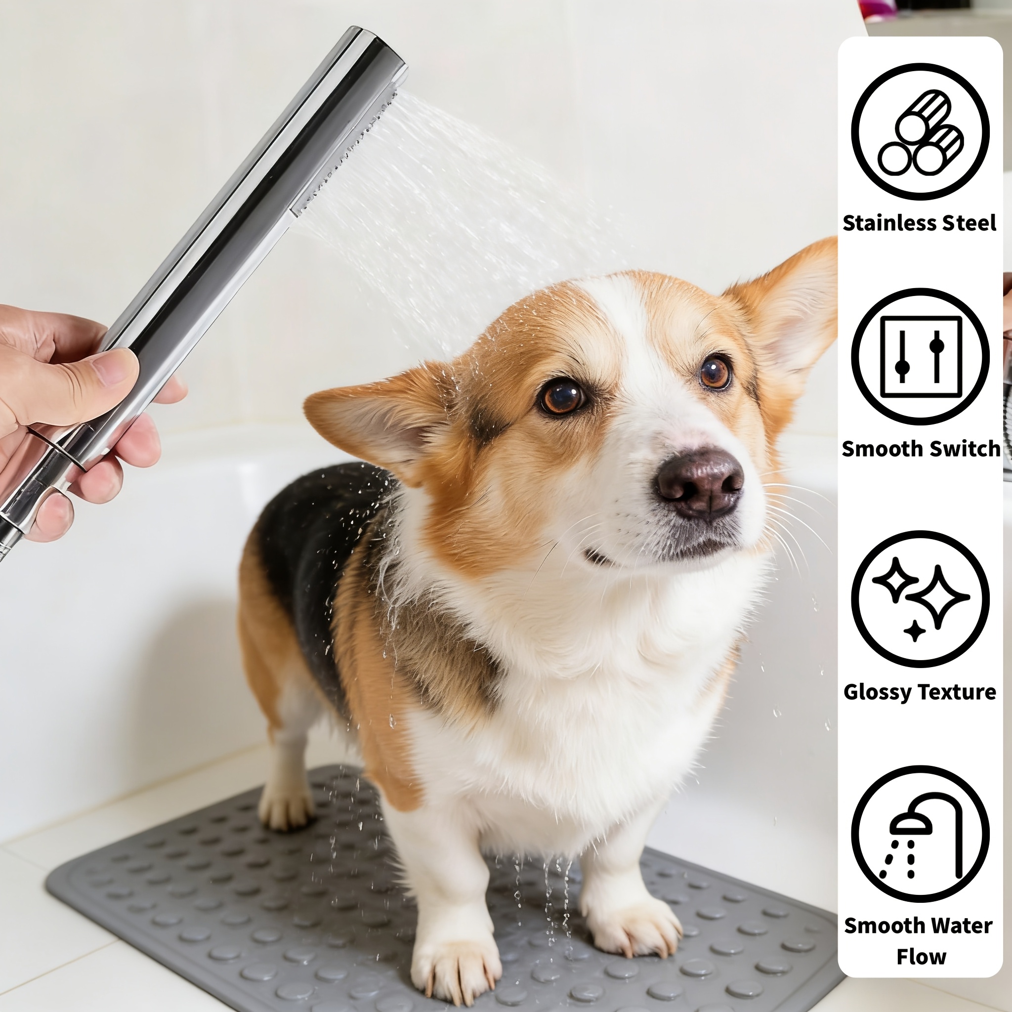 Bathroom Handheld Shower Head, High Pressure Stainless Steel