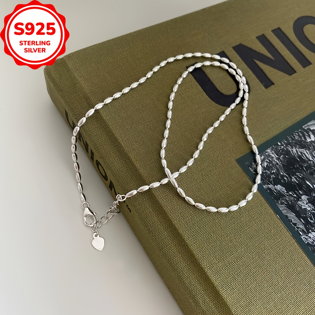 

Vintage Style 925 Silver Plated Synthetic Cubic Zirconia Bead Necklace For Women, Simple Layered Choker, Daily & Gift Occasion Jewelry