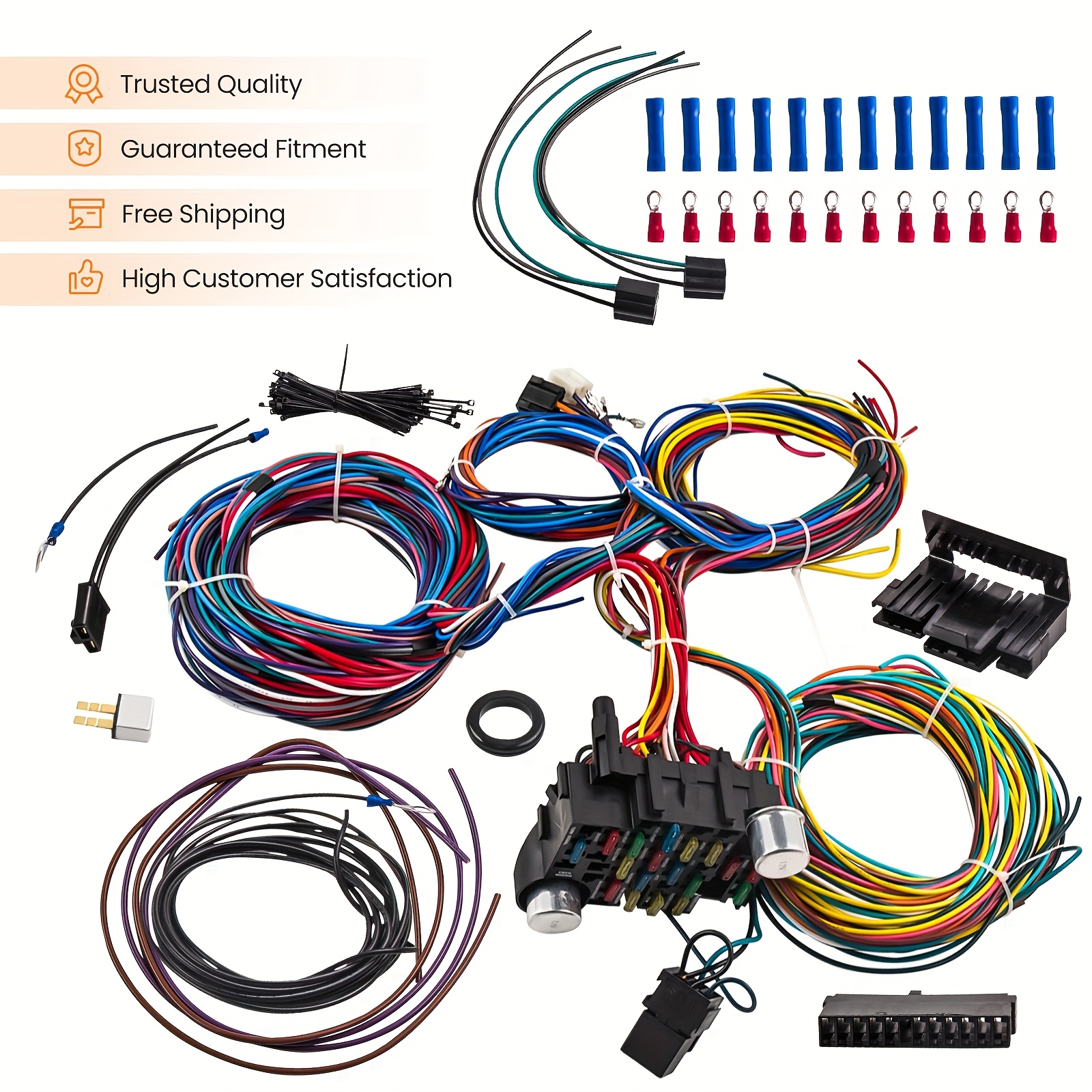 wiring harness 21 circuit universal rod extra long wires kit for coil acc