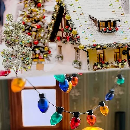 item picture 1 2 meters of plastic decorative bead chain 1 12 plastic string lights red blue green yellow and orange mini festive micro plastic bead models suitable for christmas new year and party decorations