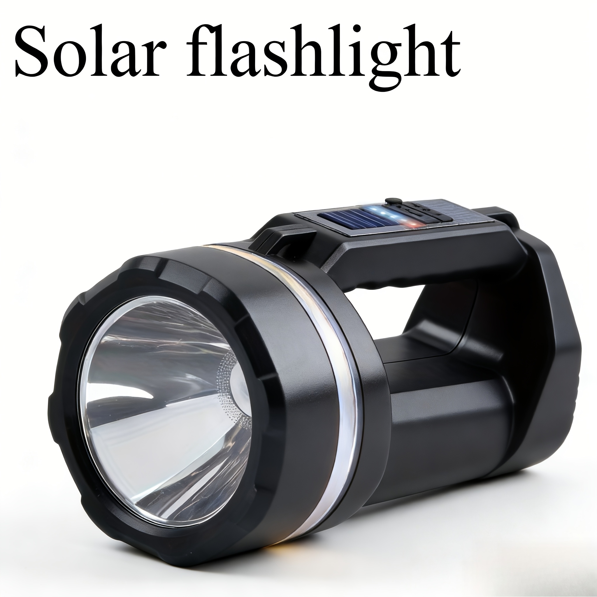 TEMU Handheld Solar Outdoor Lights, Rechargeable Led Camping Lantern - 6 , Tactical Cob Work Flashlight, Blue And Red Strobe, Emergency Power Bank