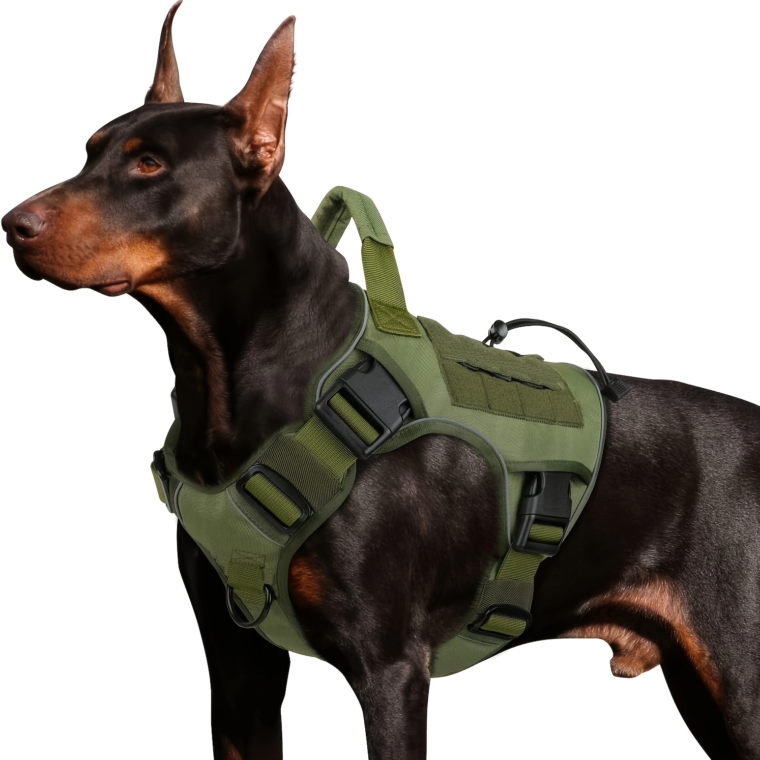 TEMU Harnais Tactique pour Chien avec Poignée, Harnais de Service Anti-Traction avec Panneaux, Harnais Réglable pour , Randonnée et Entraînement