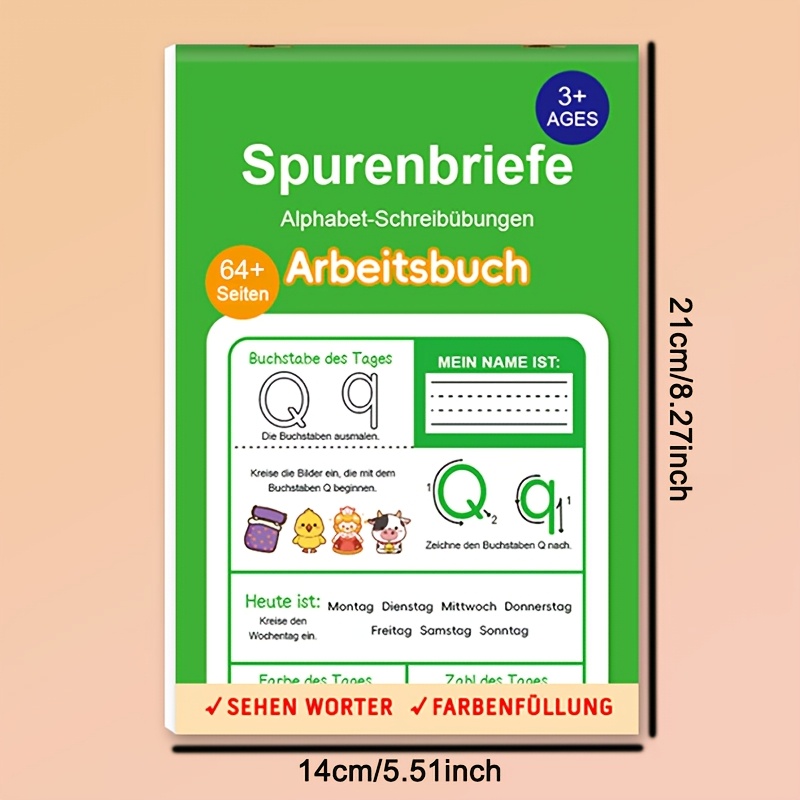 Image of German Alphabet Tracing Workbook For Kids, Learn And Write German Letters, Numbers And Colors, Fun Alphabet Writing And Coloring Activities For Beginners, German Letters Handwriting Practice Copybook