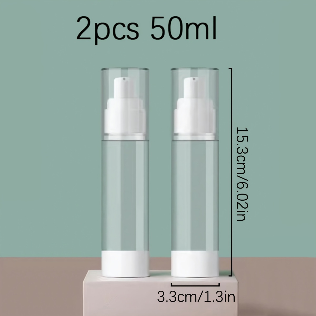 E-shop 2er-Pack Airless Pumpflaschen 15 ml 30 ml 50 ml Leere Feuchtigkeitspflege Pumpspender Airless Kosmetik Pumpbehälter Reise Pumpflaschen für