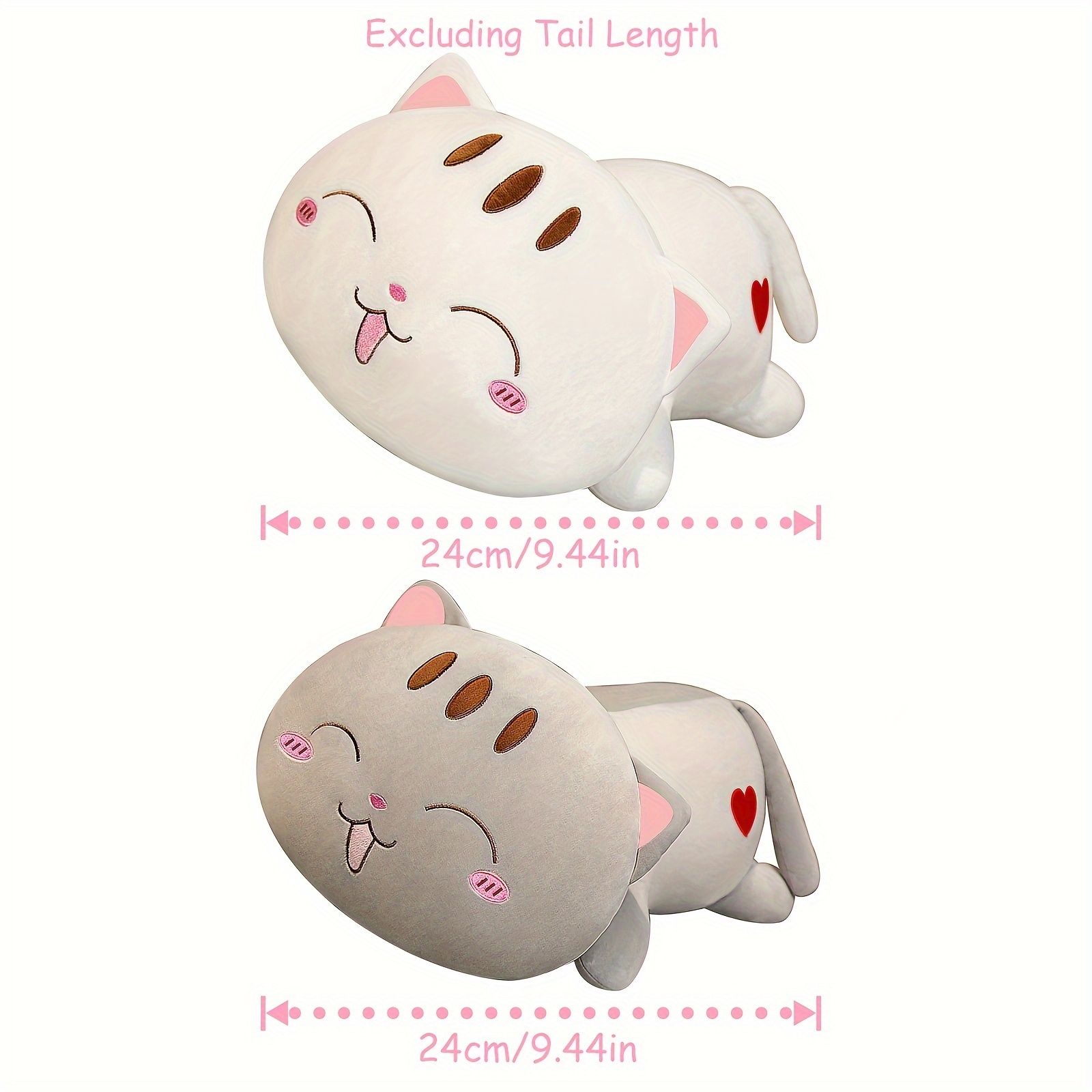 Juguete de Peluche de Gato Lindo de 25 cm pulgadas Almohada y  Rosa con Detalles de Regalo Ideal para o