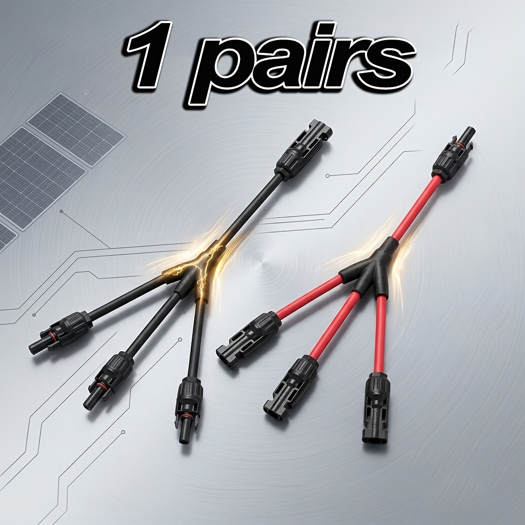 TEMU 3 To 1 Y Branch Solar Connectors 10 Awg () 1 Pair For Solar Panel Parallel Wiring, Battery Connection, Power Station Use, Inverter Connection,