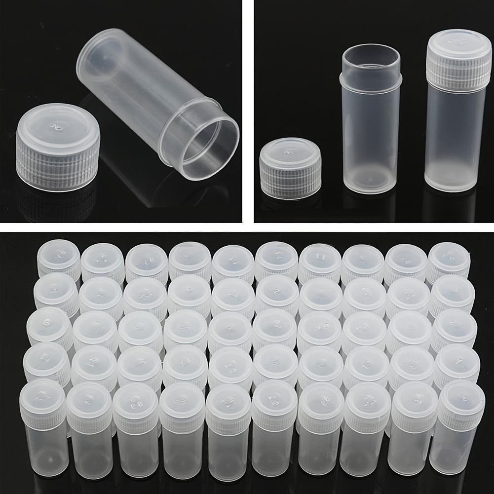 

/100pcs 5ml Plastic Sample Small Bottle Vial Storage Container Test Tube With Screw Caps Powder Sample