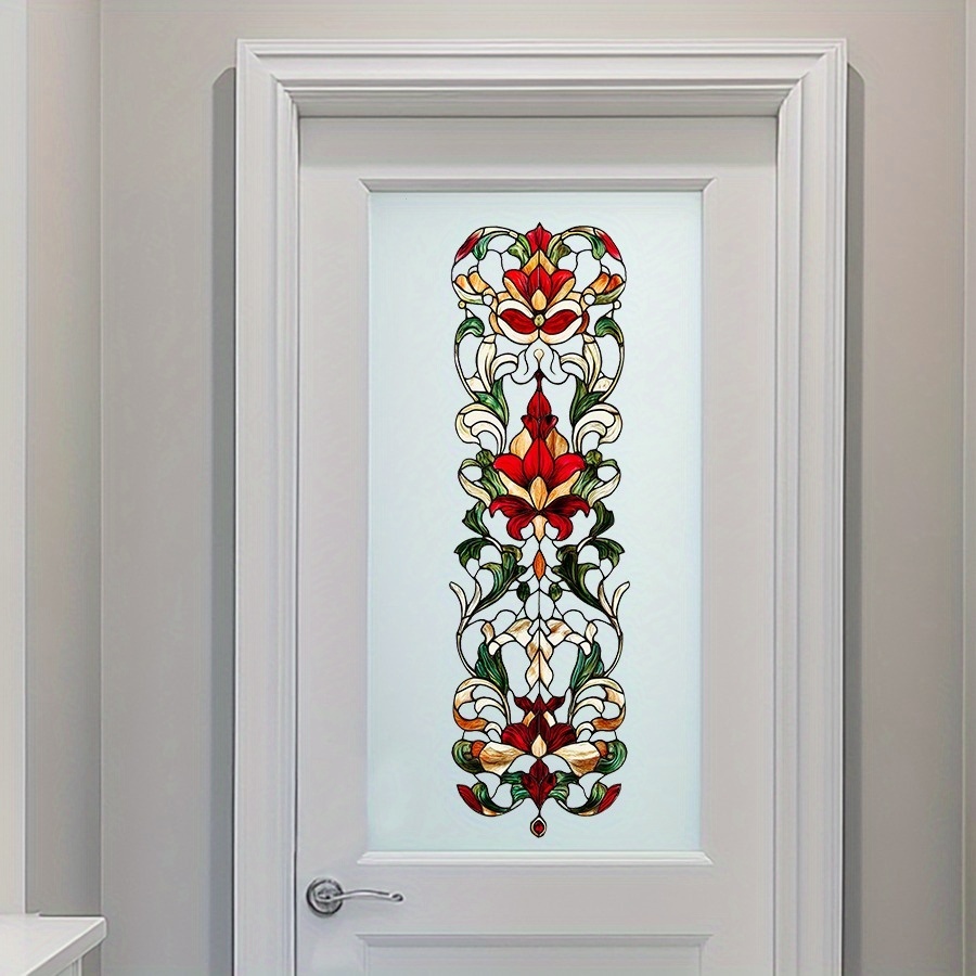 E-shop Retro Bunte Glas Blumen Fensteraufkleber, Abnehmbare Selbstklebende Vinyl Aufkleber, für die Ergänzung einer Vintage Künstlerischen Note zur