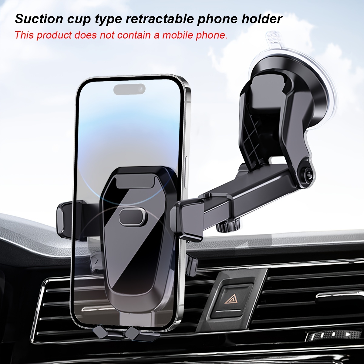 

1pc Universal Black Car Phone Holder, Abs Material, Dashboard Mount, Adjustable Suction Cup, Multi-functional Auto Navigation Bracket