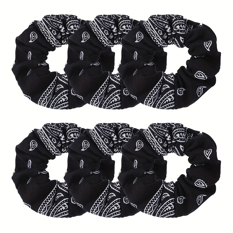 E-shop 6 Stück Haarspangen im böhmischen Stil mit Paisley-Print, elastische Haarbänder, rutschfeste Pferdeschwanzhalter, modische Haar-Accessoires für