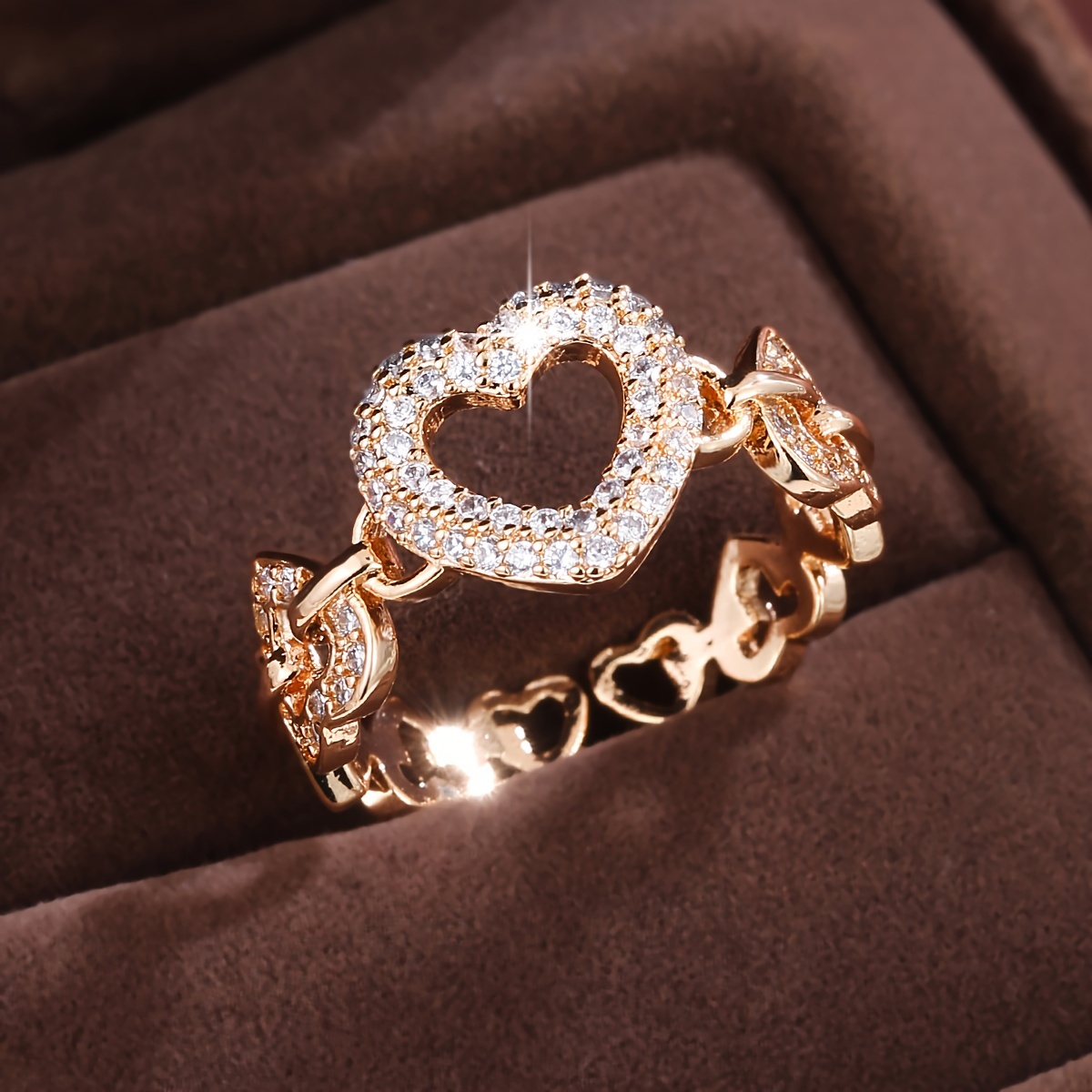 

Minimalist Niche Love Heart Shaped Zircon Ring, High-end Sense Exquisite Elegant Ring For Index Finger Shiny Light Luxury Romantic Valentine's Day Gift