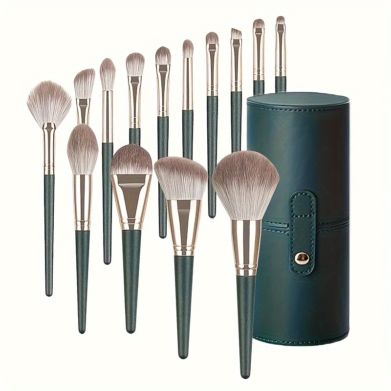 

14pcs Hypoallergenic Kabuki Makeup Brush Set, Soft Nylon , Abs Handle, Universal Palm Brushes For Foundation, Powder, Concealer, Blush & Eyeshadow - Ideal For Types