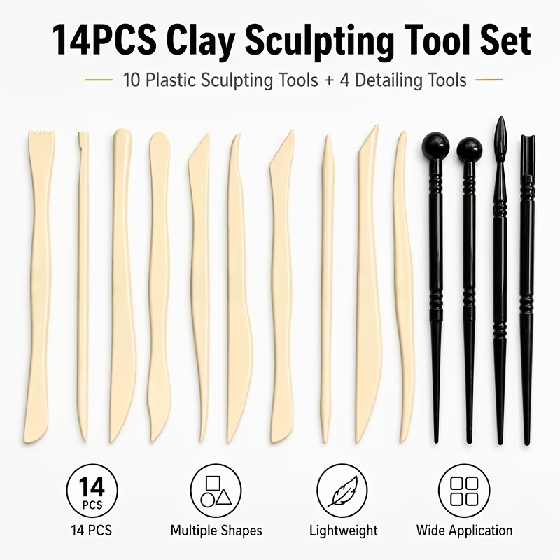 TEMU Set de 14 pièces pour de l' et poterie avec outils de création en plastique - Kit de bricolage complet adapté à la pâte polymère, la céramique,