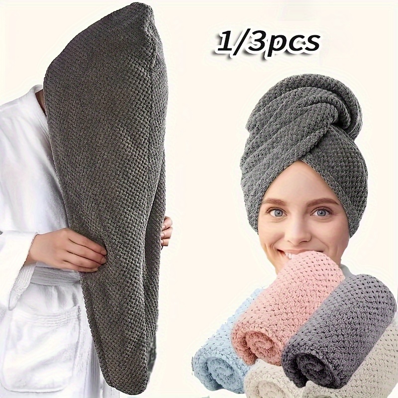 

1/3pcs Fiber Women's Hair Towel Set - Soft, Coral Velvet Quick Dry Hair Towel, 300gsm High Absorbency Soft And Comfortable Blow Dry Towel, Ideal Bathroom Accessory, Essential Daily Towel Gift