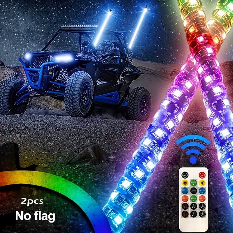 

2pcs Led Whip Lights, App Wireless Remote Control, 500 Patterns And 600 Color , Rgr And Lighting Antenna Whip, Used For Utv, Atv, Off-road, Trucks, Sand, Off-road Vehicle Sand , Rzr.