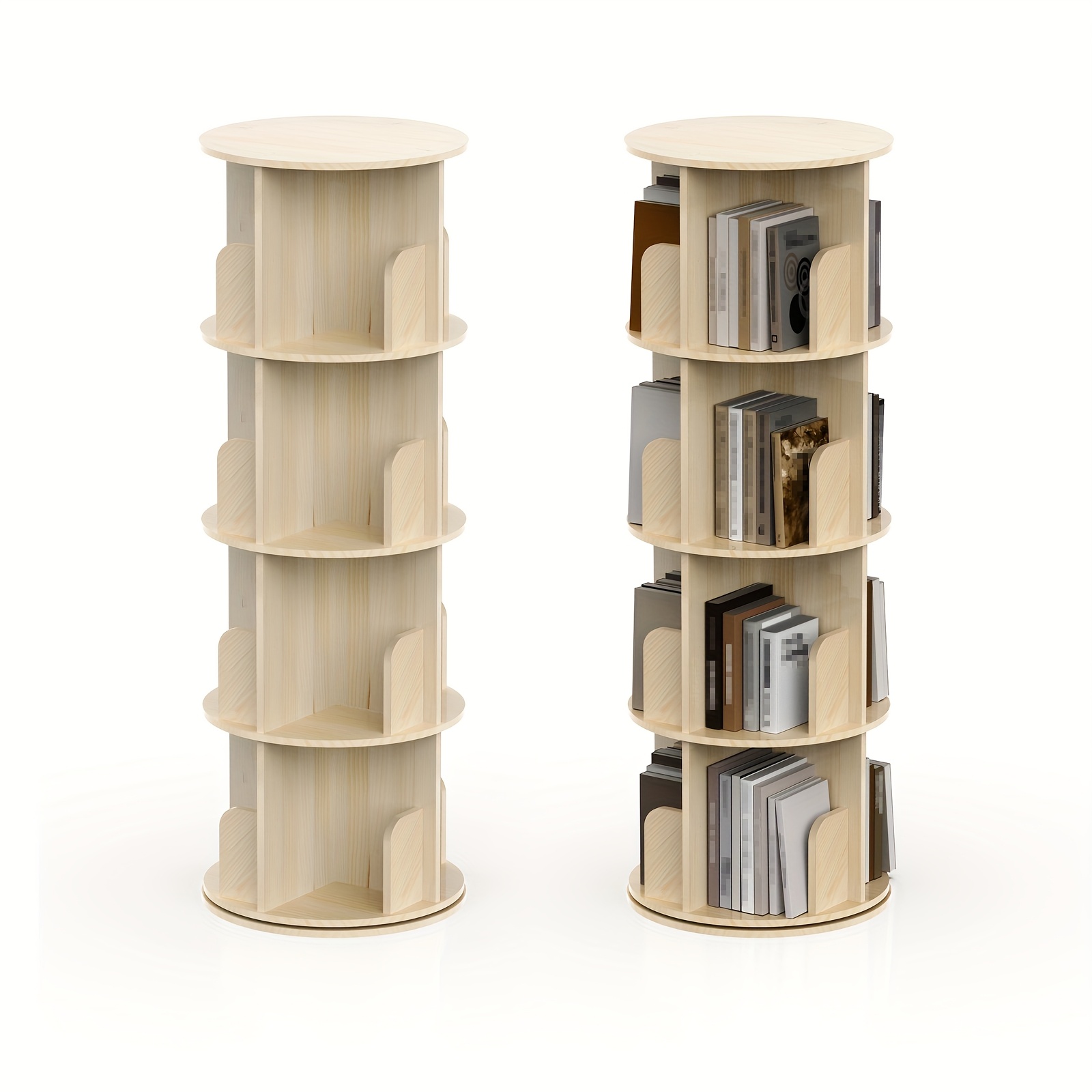 TEMU Mod. Stijl, Meerdere Lagen, Capaciteit, Hout/Acryl, 360° Draaibaar, Hoogwaardige Houten Constructie, Geschikt voor Woonkamer, Studie, Kantoor,