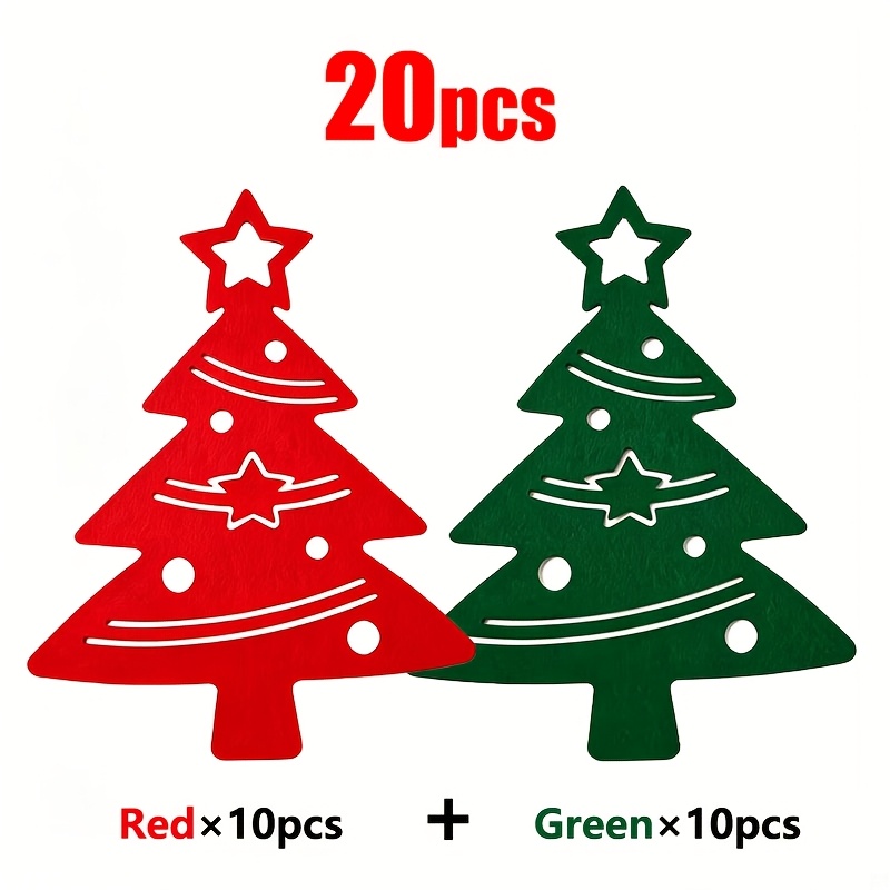 TEMU Ensemble de 20 pièces, Organisateur de vaisselle en feutre arbre de Noël, Ensemble de support de rangement de vaisselle, Articles décoratifs de