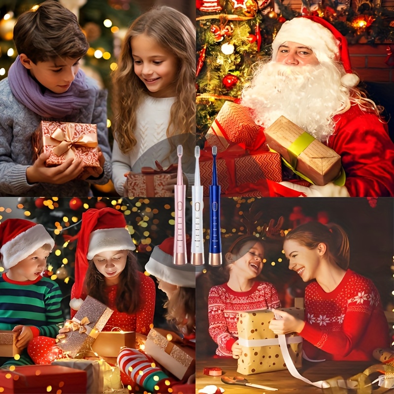 Electric toothbrush home USB rechargeable 5-speed soft bristled intelligent adult toothbrush battery powered travel electric toothbrush multiple replacement brush head set Christmas/Halloween/Valentine/New Year holiday gift