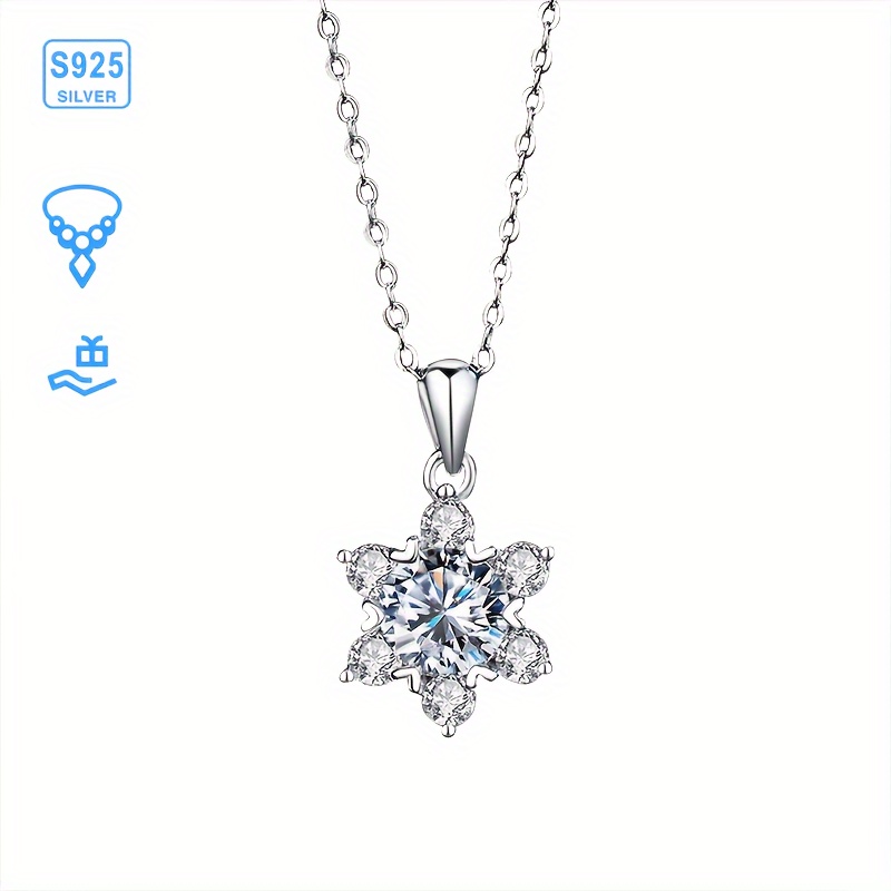 

1pc S925 Sterling Silver Inlaid 2ct Moissanite Snowflake Necklace, Unisex| Gemstone Jewelry | Gifts For Him | Gifts For Her | Birthday | Weddings | Anniversary | Engagement | Street Hip Hop |