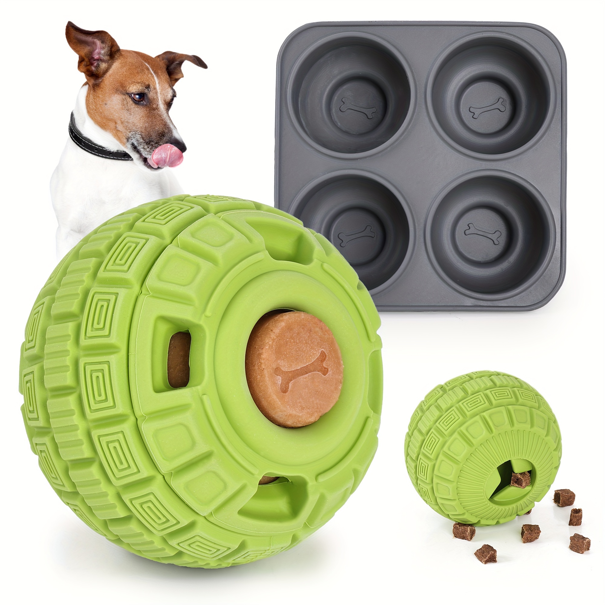 

Durable Dog Chew Toys For All Breed Sizes - Rubber Slow Feeder Training Ball Set, Interactive Treat Dispenser Puzzle, Teeth Grinding Snack-insert Tough Play Balls, Pet Supplies Kit - Assorted Styles