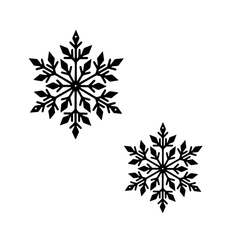 Image of 2d Flat, 2pcs Black Metal Snowflake Ornaments, Christmas Snowflake Hanging Decor, Wall Decoration, Suitable For Study, Living Room, Bedroom, Flat Snowflake Decor, Christmas Atmosphere Decoration
