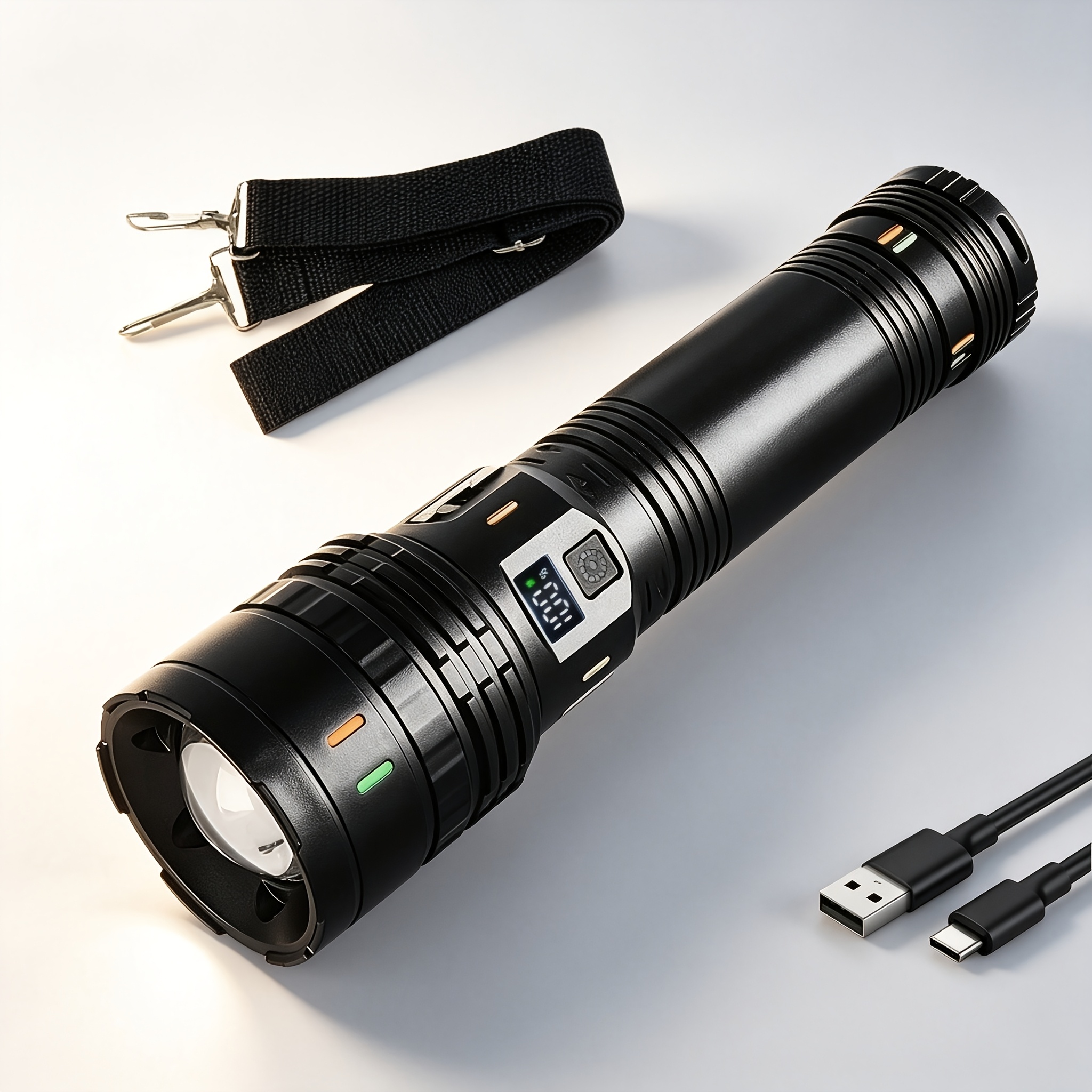 3000 High Lumens LED Rechargeable Flashlight with Zoomable Focus