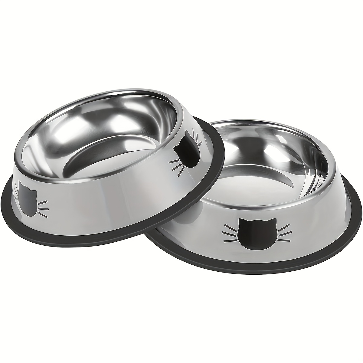 TEMU 2pcs/4pcs Stainless Steel Cat Bowl With Anti-slip Pad At , Imitating Rusted Material, Sturdy And Durable Cartoon Printed Anti-drop Cat Food Bowl