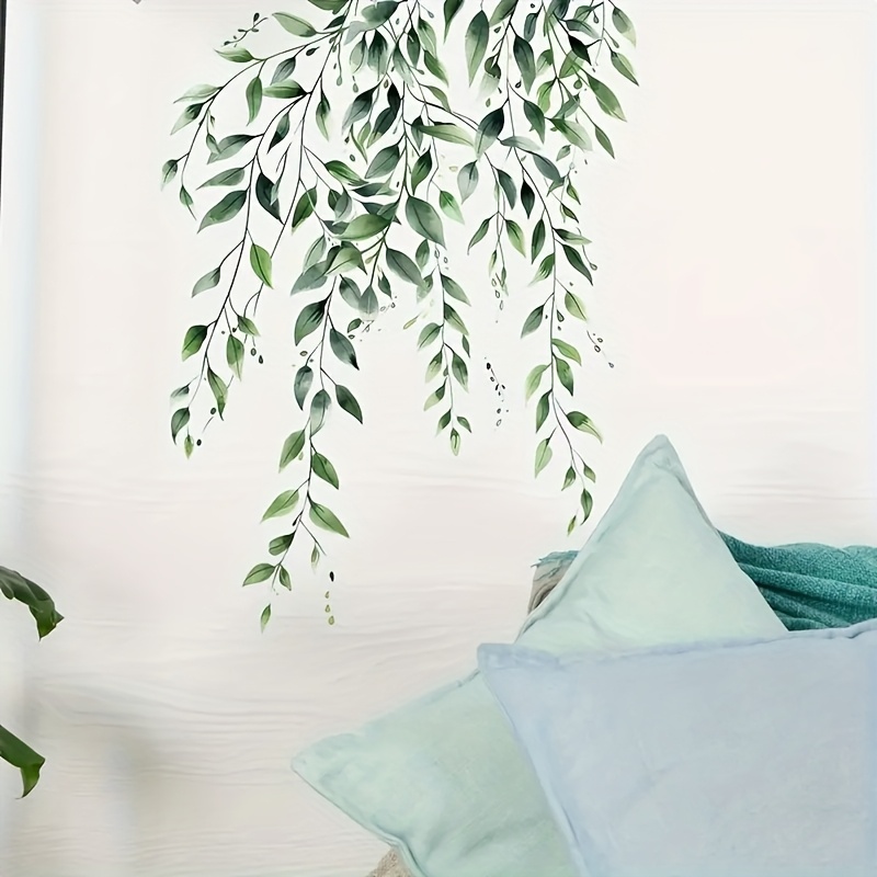 Image of 1pc Of Green Plant Leaf Vine Sticker, Self-adhesive Wall Decal, Home Decor Art, Suitable For Bedroom And Living Room Decoration