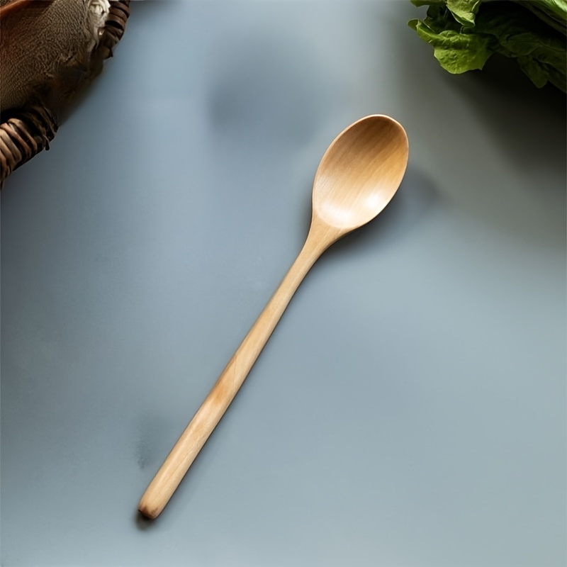 TEMU 1 pieza/2 piezas opcionales, cuchara de madera multifuncional de 23.5 cm de mango largo, cucharón de madera, cuchara sopera, cuchara de postre,