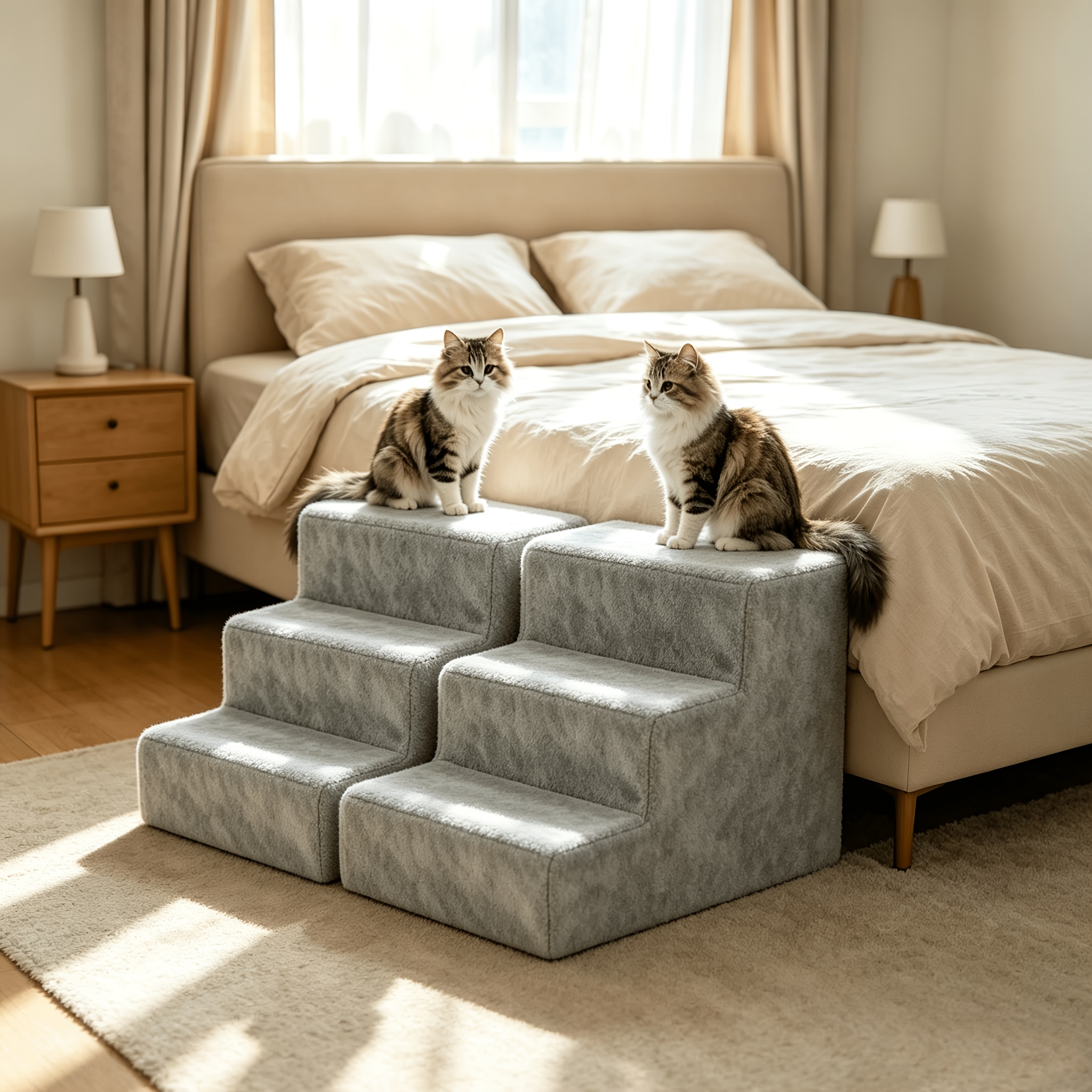 TEMU 30cm 1/2pcs Pet Stairs, Multi-functional Three-layer Pet Ladder, Full-covered Plush Fabric Layers, Sturdy Pp Plastic Pet Step Ladder, Random