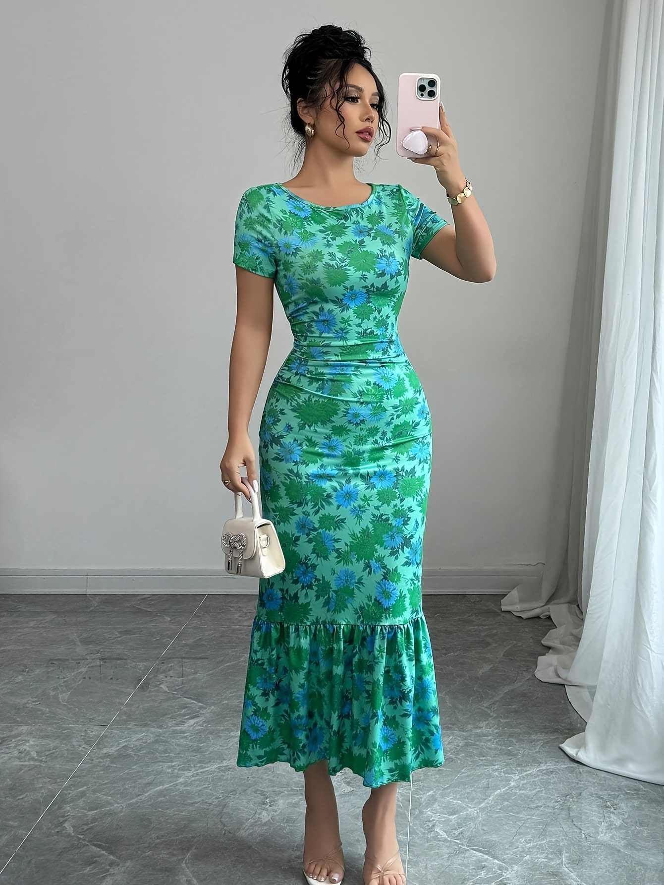 zara embroidered denim dress Alina Denim Embroidered Short Dress main image 1