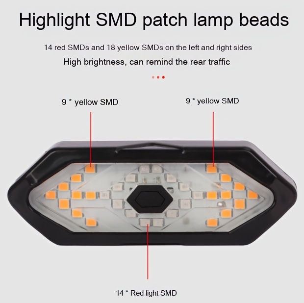 1 件自行车转向信号自行车尾灯、LED 自行车灯 USB 充电自行车、自行车骑行配件 详情 2