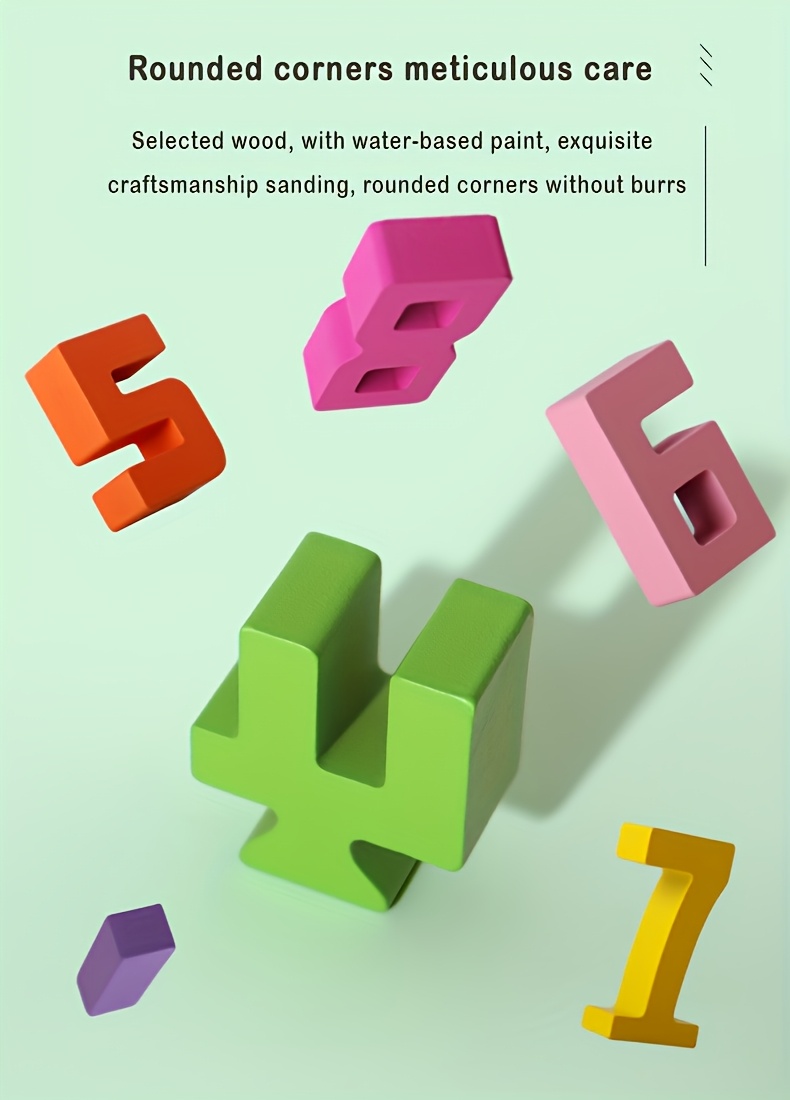 & Safe Wooden Number Blocks For Toddlers & Kids 1.5-6 Years | Early Learning Toys With 15 Activity Cards, Color & Shape Recognition, Math Fundamentals