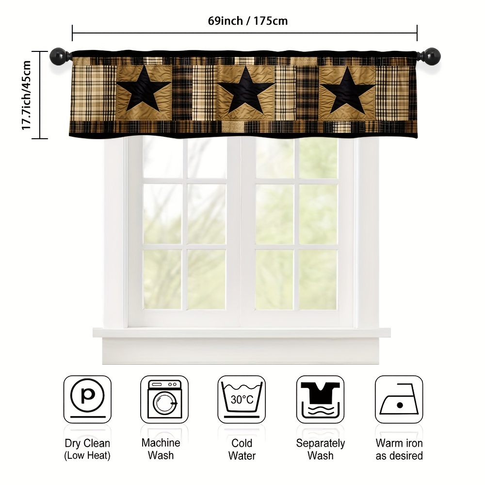 TEMU 2d Flat - 2d Flat - 1pc Of Checkered Valance Curtain With A 2d Flat Print Pocket For Rod Installation, Perfect For Enhancing The Living Room,