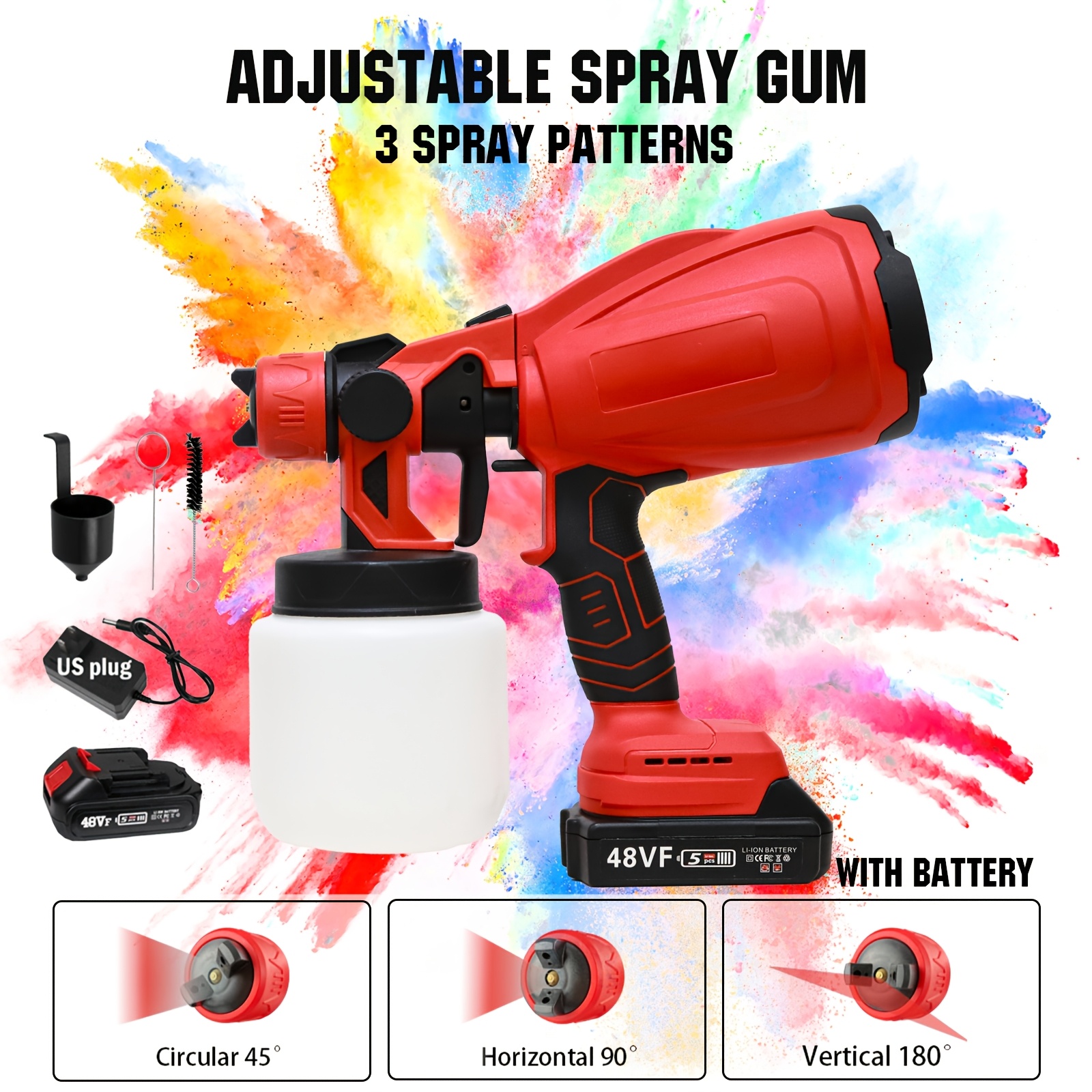 

800w Cordless Paint Sprayer With 48vf Battery, Electric Airless Hvlp Spray , High Pressure Disinfection And Painting Tool, Portable Latex Spray For Multiple , Paint Spray