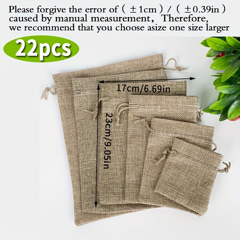 TEMU 22pcs Natural Non- Fabric Gift Bags With Lids - Neutral Tote Suitable For Party Decorations, Christmas, Easter, & Wedding Favor Packaging -