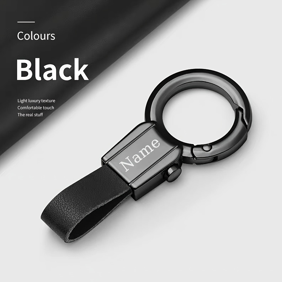 TEMU 1pc Customized Men's Keychain | Faux Leather Wrap With Alloy , Personalized Vehicle Key Holder