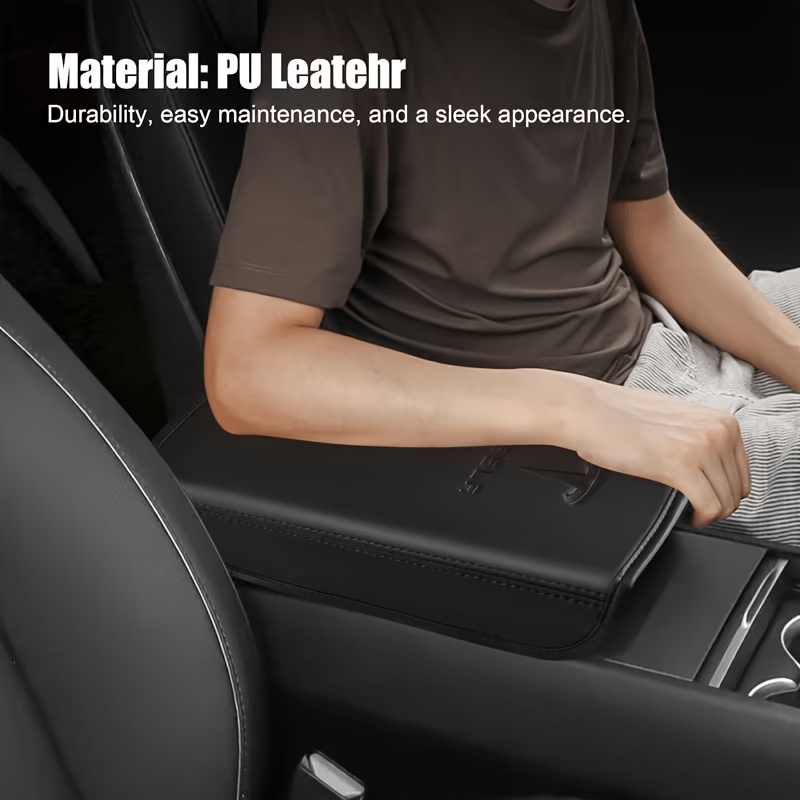 TEMU Center Console Faux Leather Armrest Cover Designed For 2024-2026, Refreshing Model 3 Highland/ , Center Console Accessory For Model 3/y 2025,