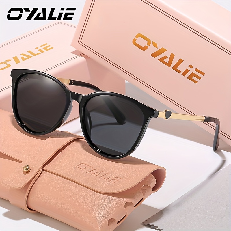 OYALIE Women's Retro Cat Eye Fashion Glasses, Trendy Design with Love embellished Metal Legs, Suitable for Daily Wear and Party Use