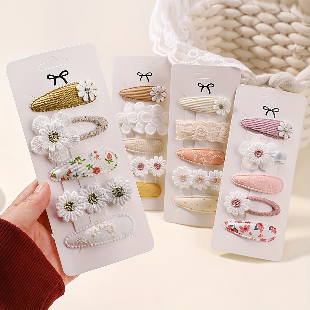 

5pcs/set Hair Clips Cute Floral Bow Hair Clips Side Hair Accessories