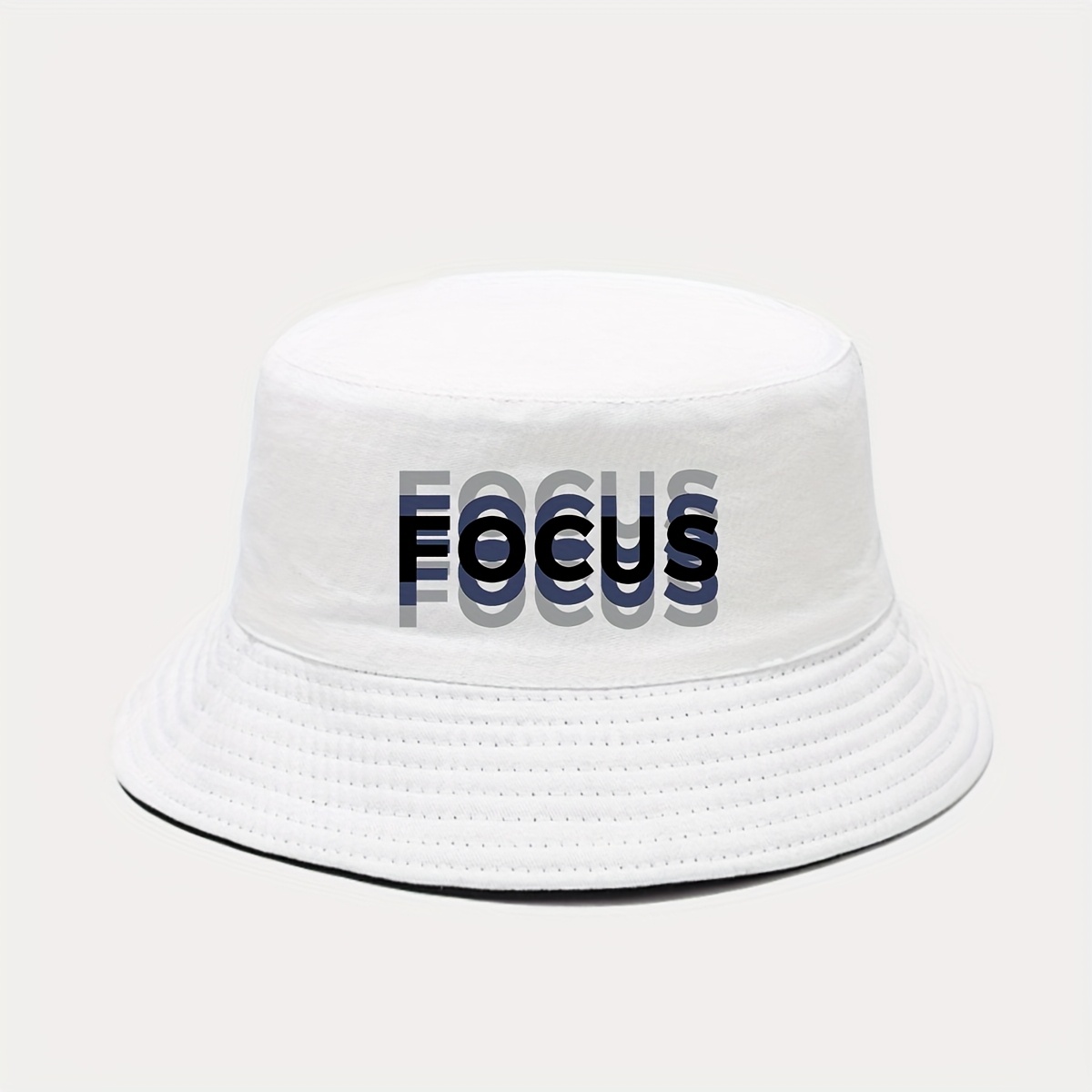1pc "focus" Printed Bucket Hat Breathable Sun Hat Outdoor Sports Vacation Travel Foldable Fisherman Cap For Spring Summer
