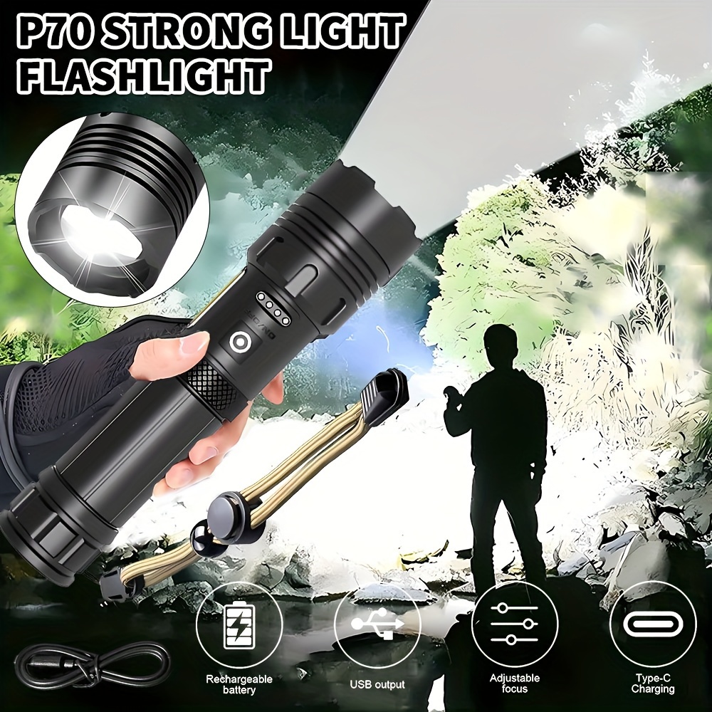 

Rechargeable Flashlights 990000 High Lumens, High Power Led Flashlight, Xhp70.2 Powerful Tactical Flashlight With Zoomable, 5 Modes, Waterproof, Flashlight For Camping, Hiking, Emergencies