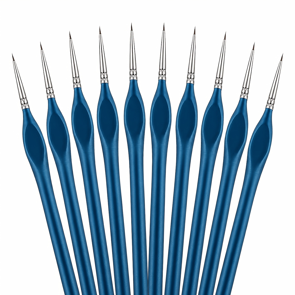 Image of 10pcs Blue Extra Fine Detail Miniature Paint Brush Set With Tips For Models And Paint By Numbers For Adults - Suitable For Acrylic, Watercolor, And Oil, In Blue