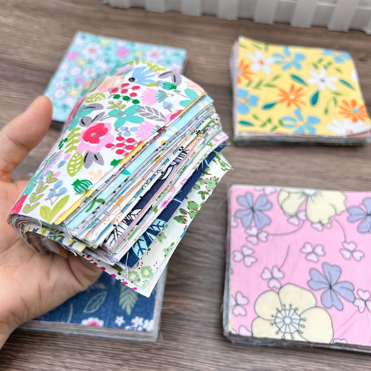 

50pcs Vibrant Floral Fabric Squares, 3.9x3.9in - Flower Printed Precut Sheets For Quilting & Crafting, Ideal For Diy Doll Clothes And Patchwork Projects, Fabric For Quilting